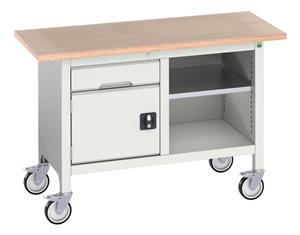 Verso Mobile Work Benches for assembly and production Verso 1250x600 Mobile Storage Bench M1